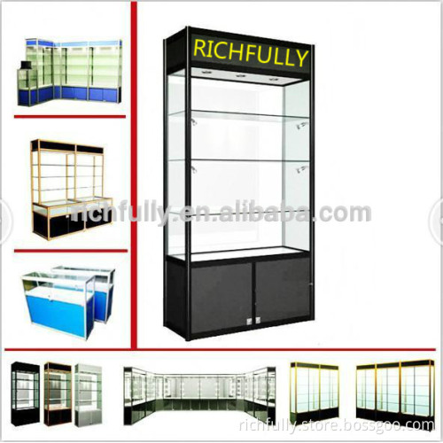 2015 popular used LED light glass showcases, used jewelry showcases